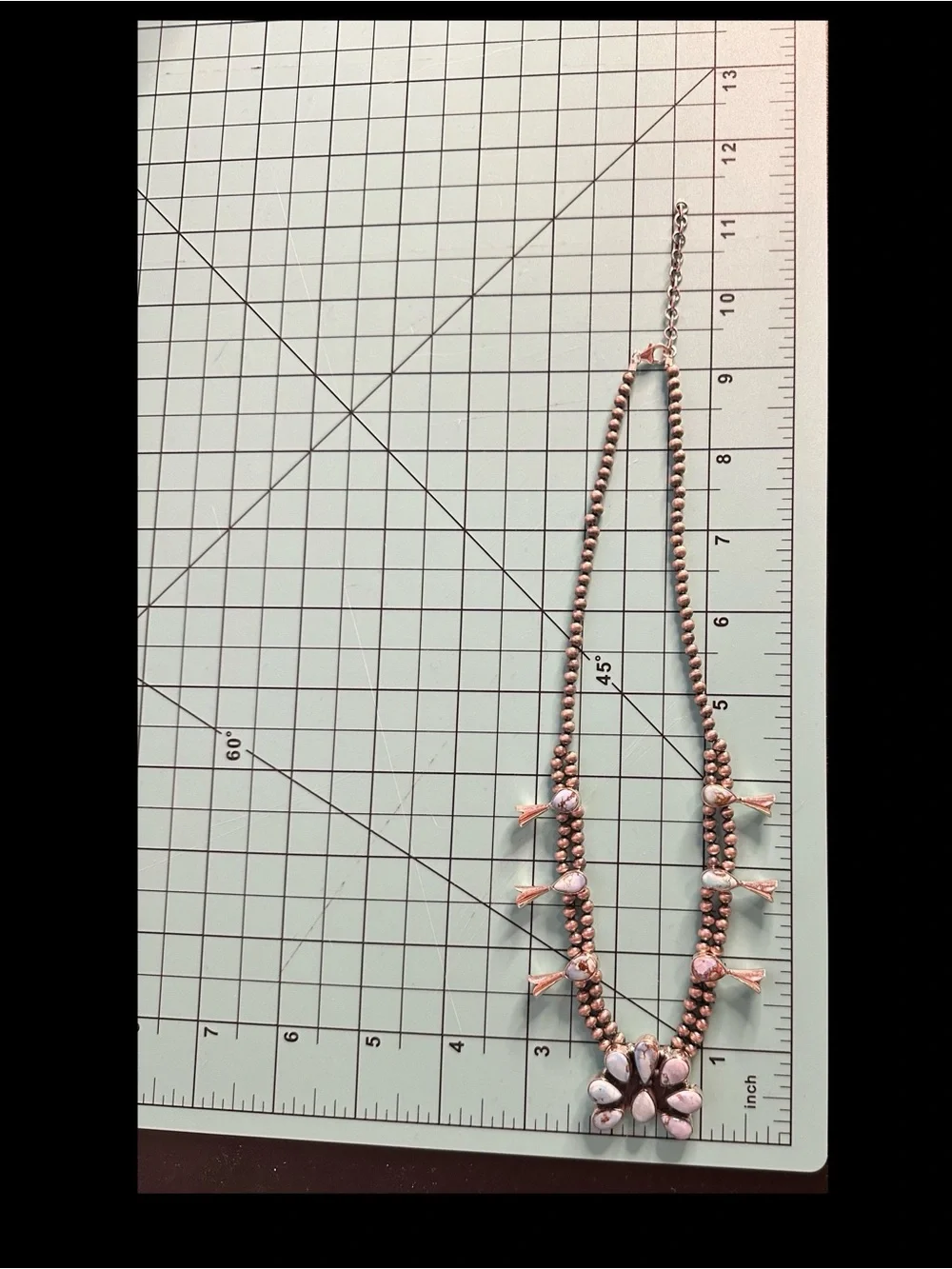 Golden Hills Squash Blossom Sterling Silver Necklace - Picture 7 of 9